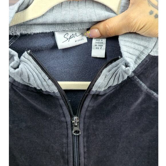 Spa by Chico’s Black and Gray Zip Up Sports Sweater Jacket Size 2 (L) - Picture 4 of 6